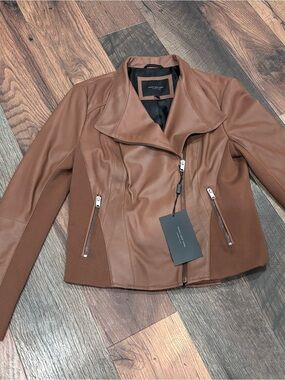 Marc New York NWT Leather Moto Jacket in Brown in size L